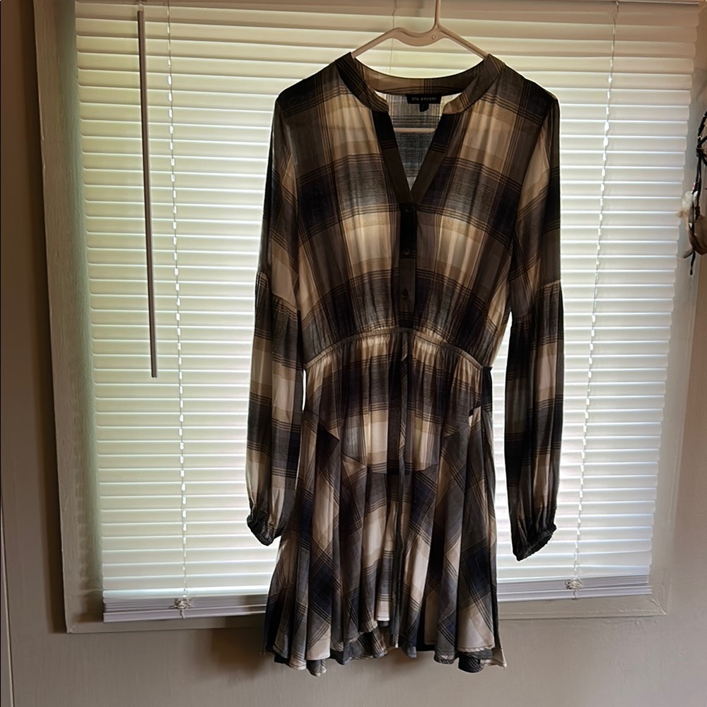 Plaid Long Sleeve Dress